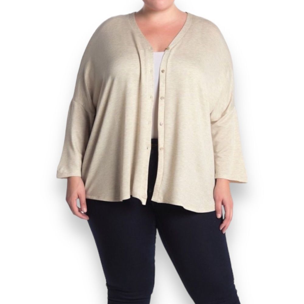 Beige V Neckine Button Down Super Soft Cardigan NEW